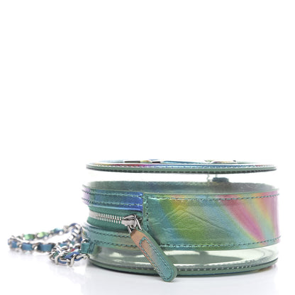 Chanel PVC Calfskin Lambskin Quilted Round Filigree Clutch With Chain Green 4 of 9