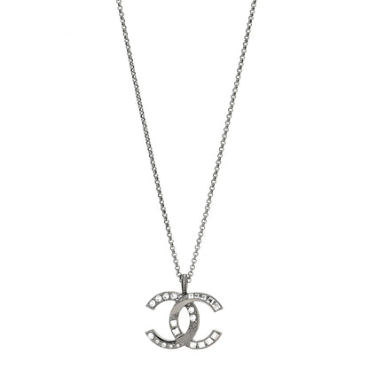 Chanel Baguette Crystal Large CC Necklace Silver 1 of 5