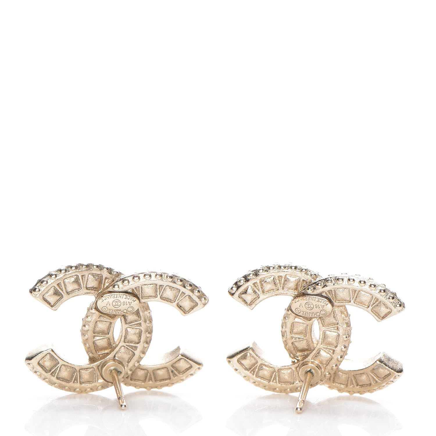 Chanel Crystal Pearl CC Earrings Light Gold 3 of 5