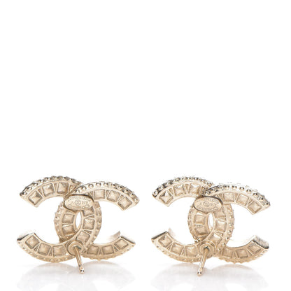 Chanel Crystal Pearl CC Earrings Light Gold 3 of 5