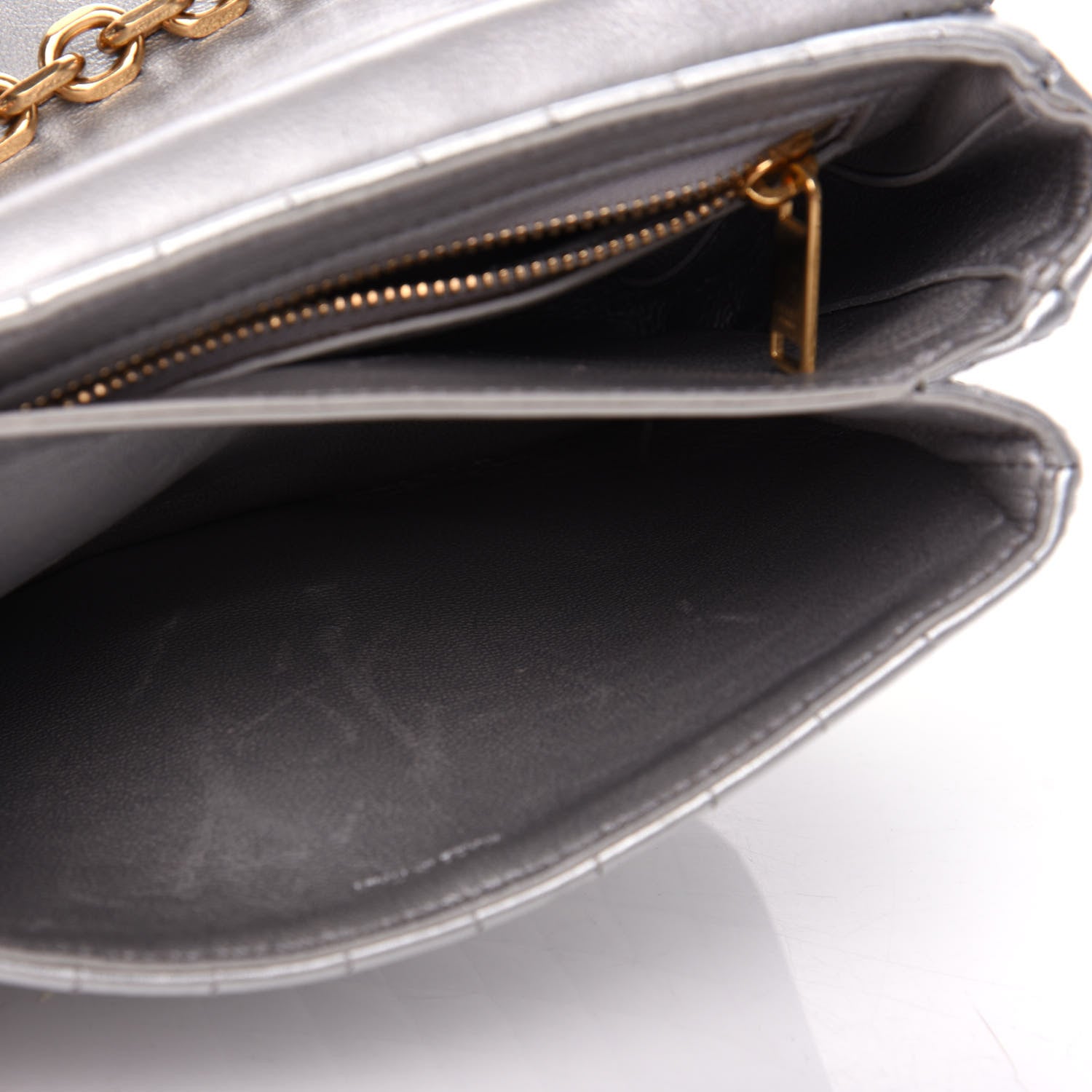 Celine Laminated Calfskin Quilted Medium C Bag Silver 10 of 10