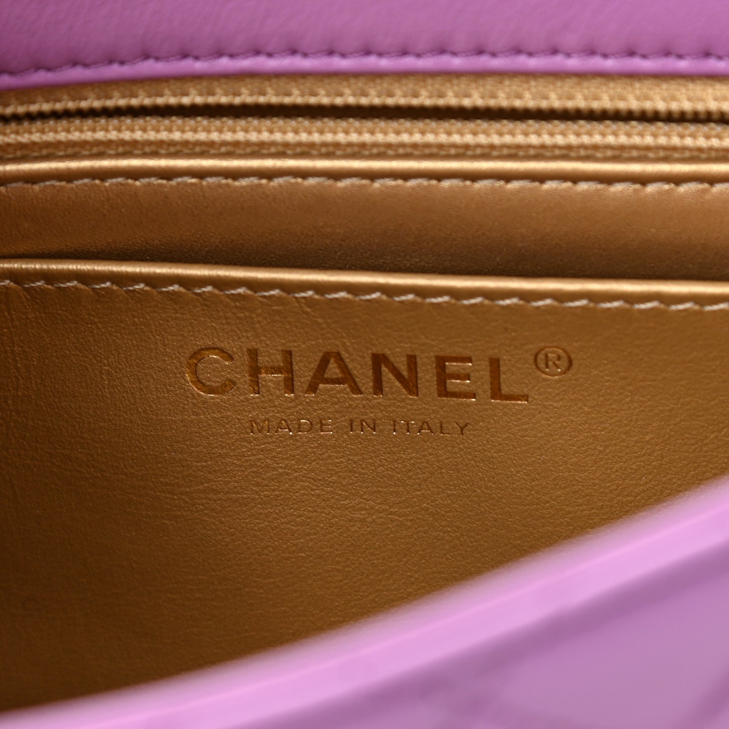 Lambskin Quilted Mini Pearl Crush Flap Purple