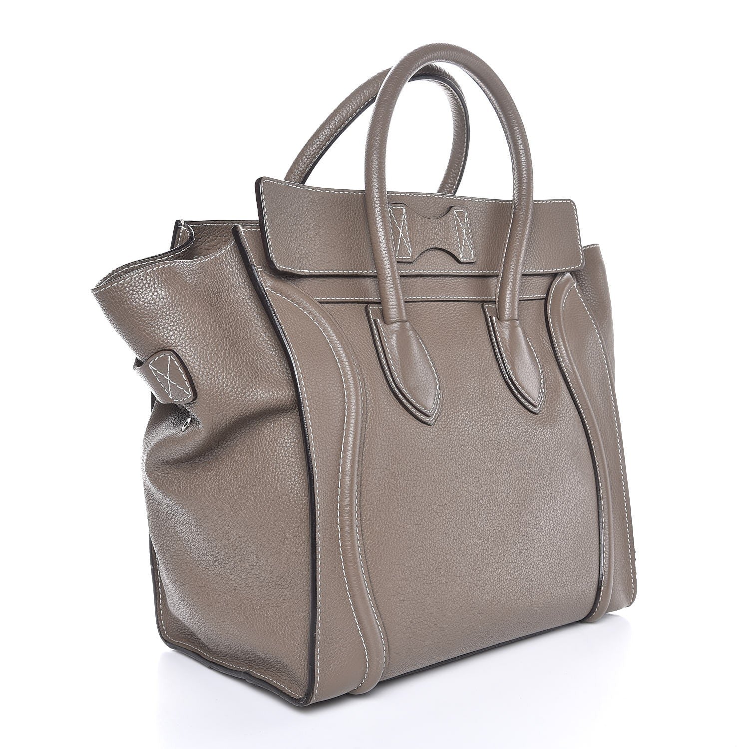Celine Drummed Calfskin Mini Luggage Souris 3 of 12