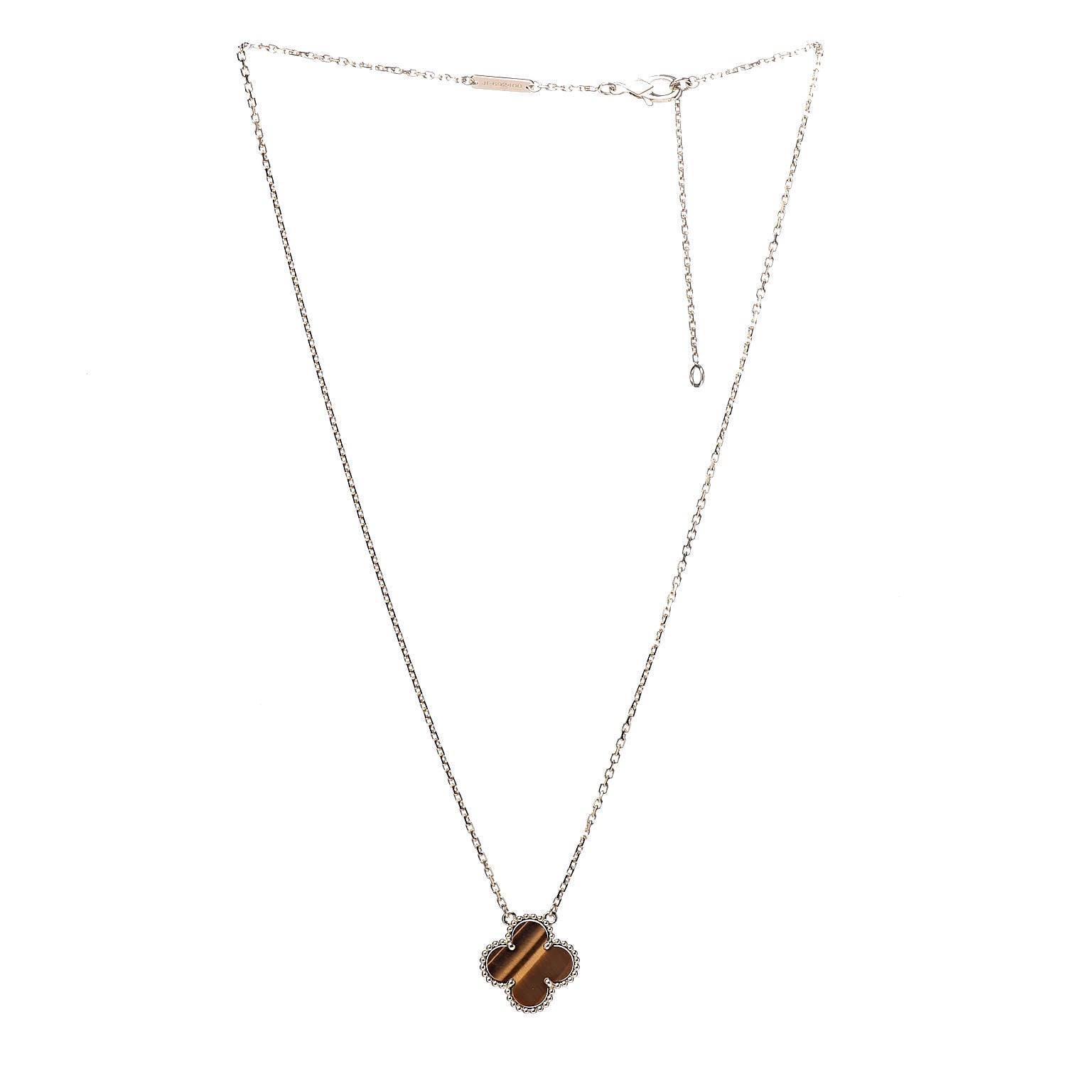 Van Cleef & Arpels 18K Yellow Gold Tiger Eye Vintage Alhambra Pendant Necklace 3 of 7