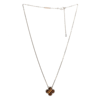 Van Cleef & Arpels 18K Yellow Gold Tiger Eye Vintage Alhambra Pendant Necklace 3 of 7
