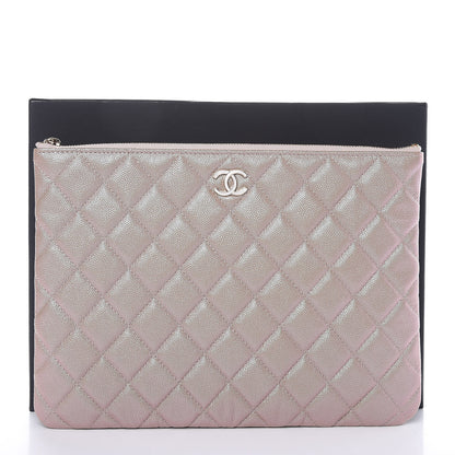Chanel Iridescent Caviar Quilted Medium Cosmetic Case Beige 10 of 10