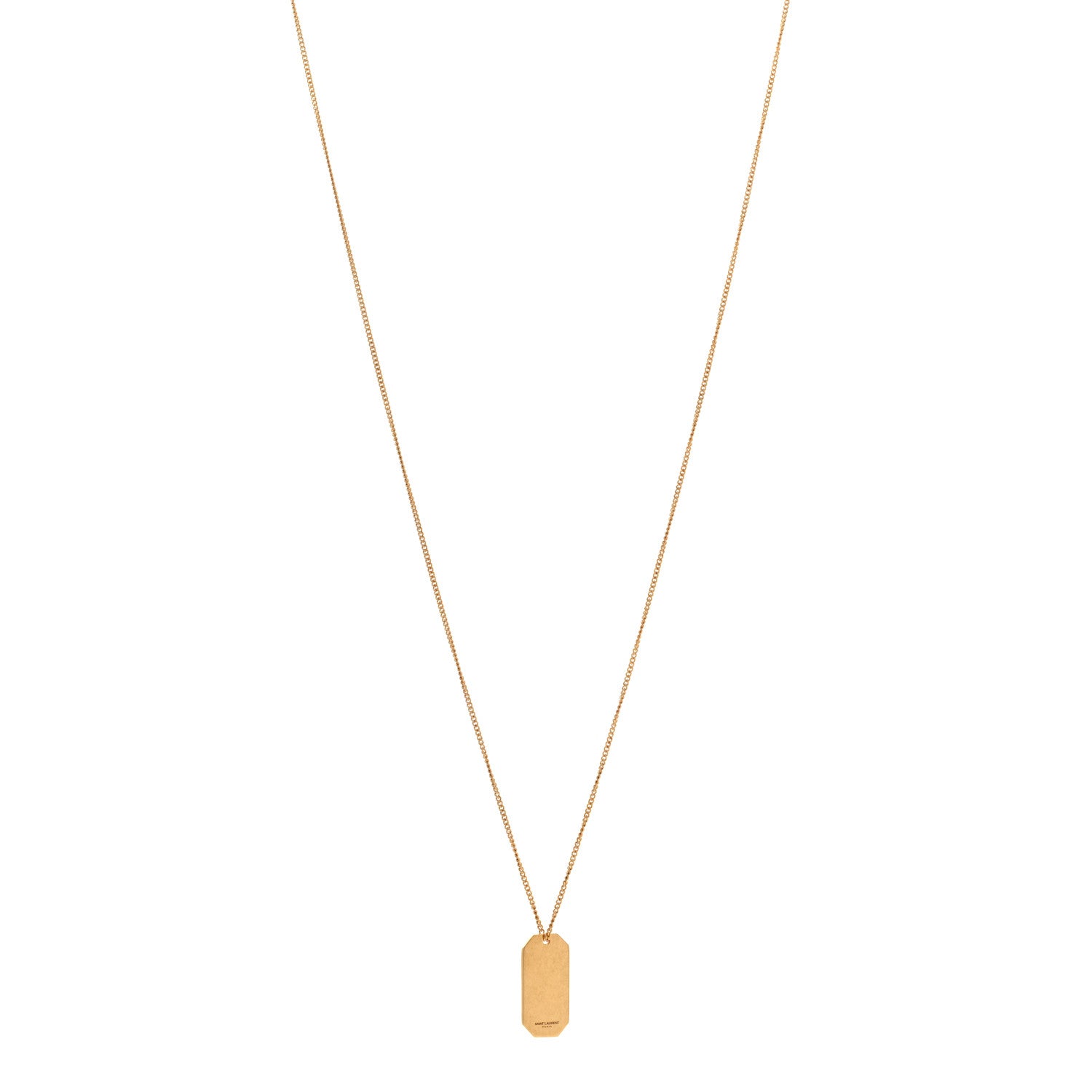 Saint Laurent Metal Military Tag Necklace Gold 1 of 7