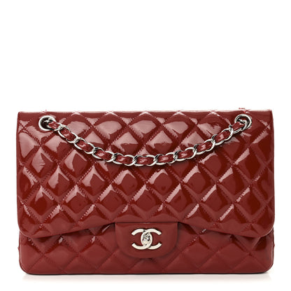 Chanel Patent Quilted Jumbo Double Flap Red 1 of 9