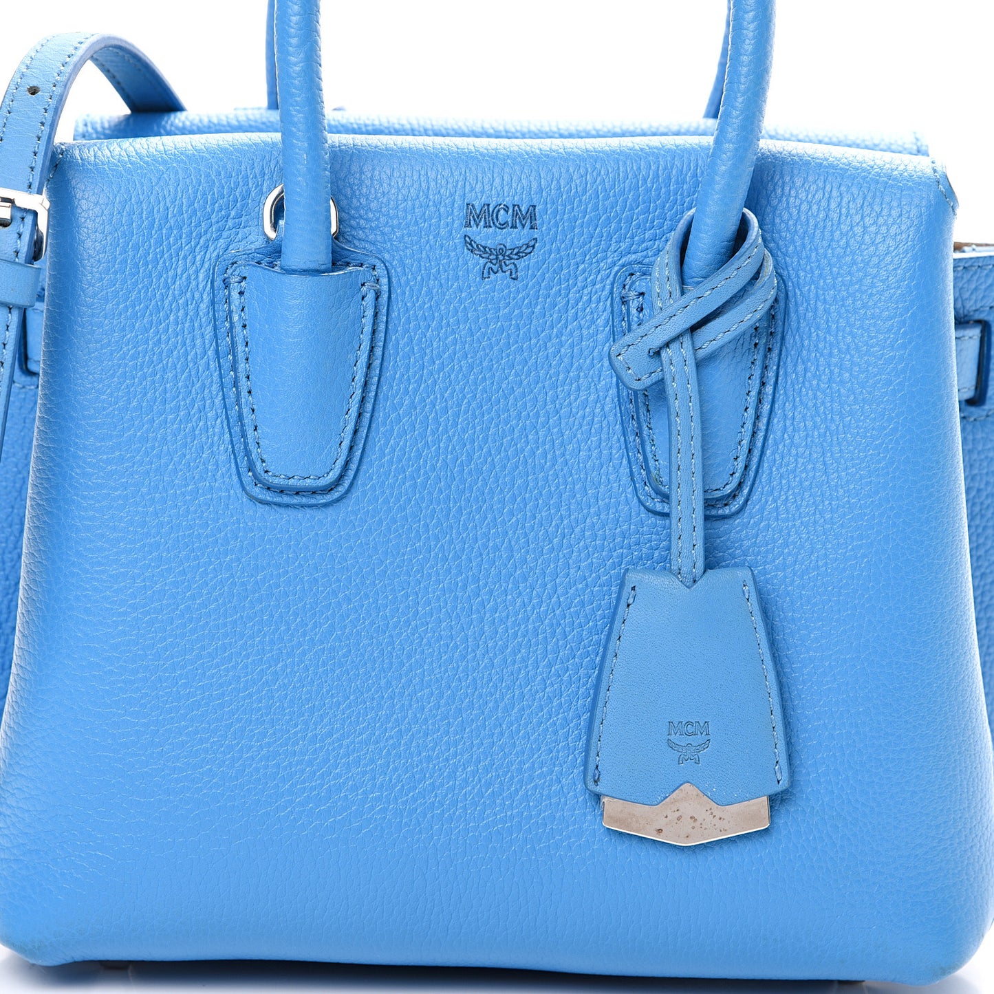 Grained Calfskin Mini Milla Tote Tile Blue