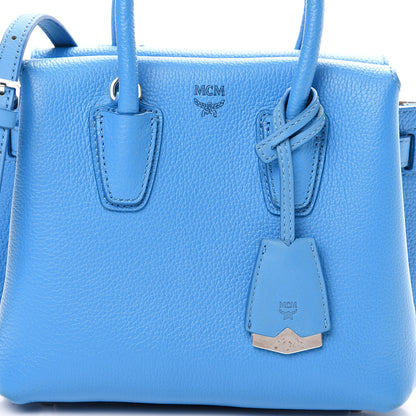 MCM Grained Calfskin Mini Milla Tote Tile Blue 7 of 9