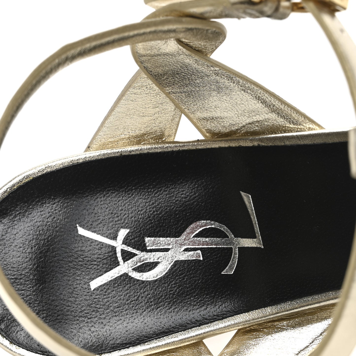 Metallic Calfskin Tribute 105 Platform Sandals 40 Platino
