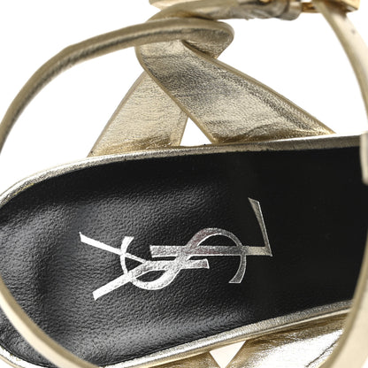 Saint Laurent Metallic Calfskin Tribute 105 Platform Sandals 40 Platino 8 of 9