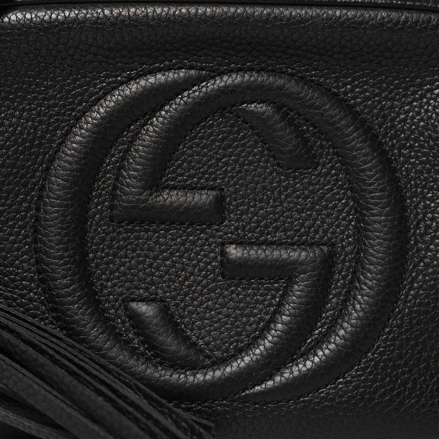 Pebbled Calfskin Small Soho Disco Bag Black