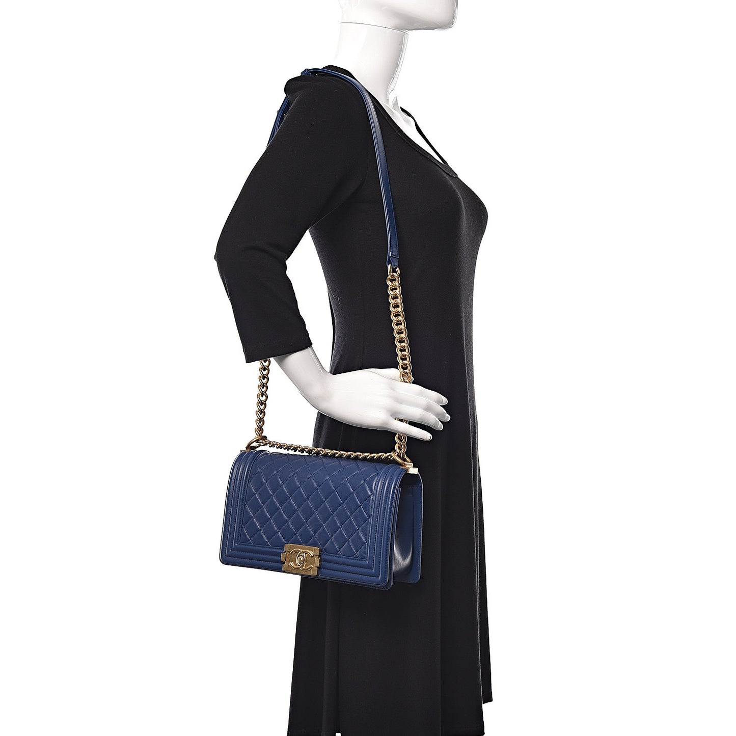 Lambskin Quilted Medium Boy Flap Blue