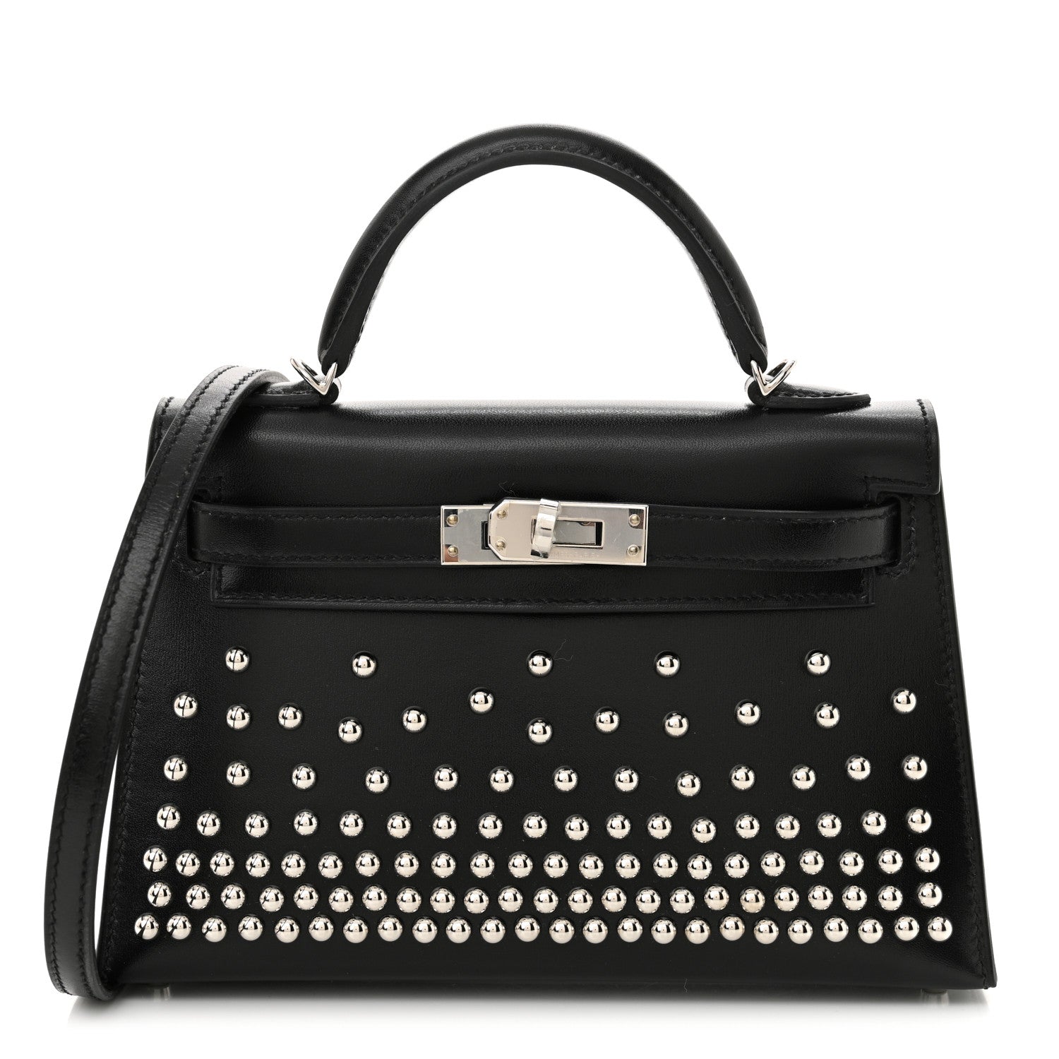 Hermes Box Studded Clouté Mini Kelly Sellier 20 Black 1 of 11