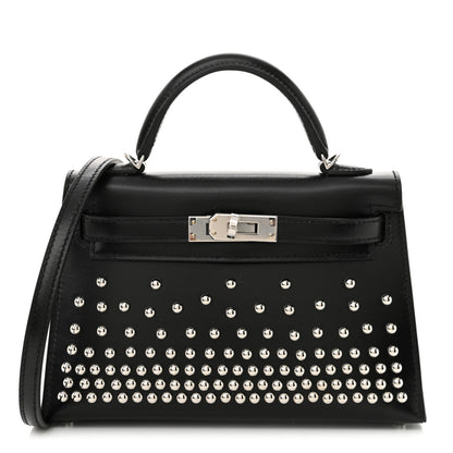 Hermes Box Studded Clouté Mini Kelly Sellier 20 Black 1 of 11