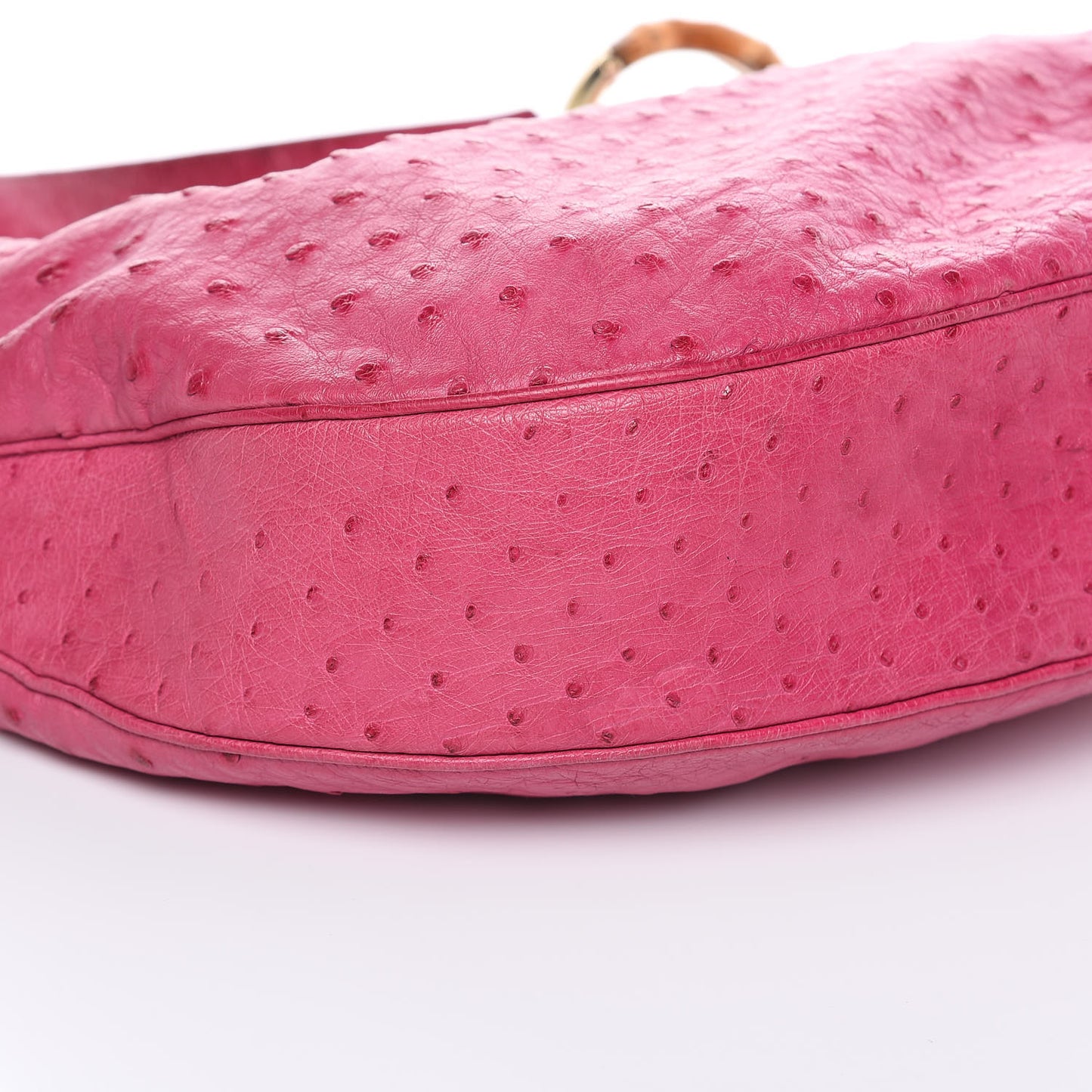 Ostrich Bamboo Ring Half Moon Hobo Pink