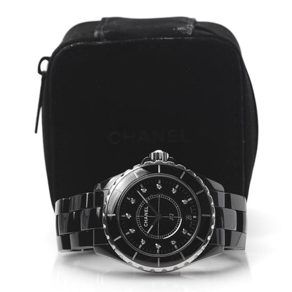 Chanel Stainless Steel Ceramic Diamond 38mm J12 Quartz Watch Black 8 of 8