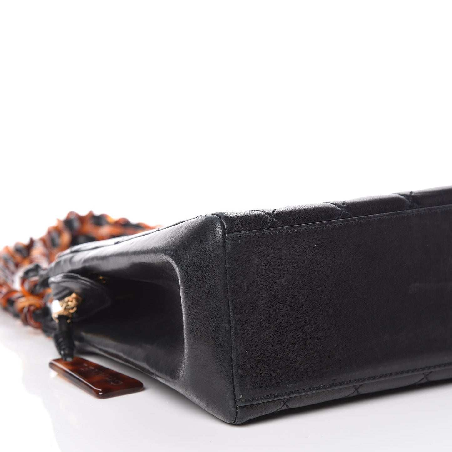 Lambskin Tortoise Chain Shoulder Bag Black