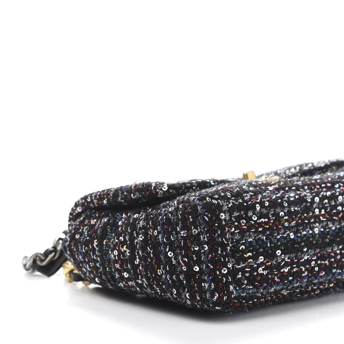 Tweed Sequin Quilted Medium 19 Flap Black Multicolor