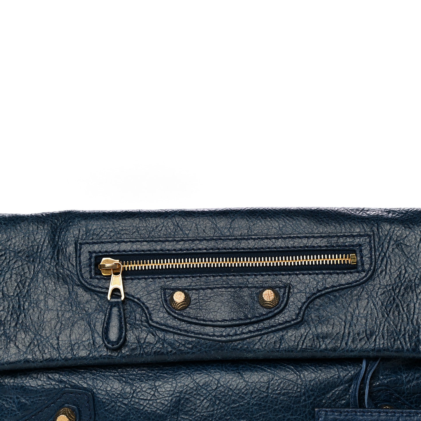 Agneau Giant 12 Gold Hardware Envelope Clutch Bleu Mineral
