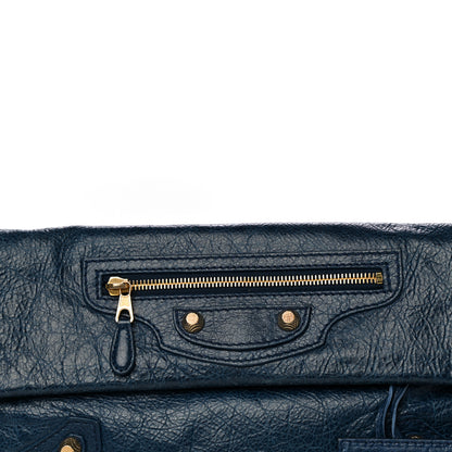 Balenciaga Agneau Giant 12 Gold Hardware Envelope Clutch Bleu Mineral 7 of 14