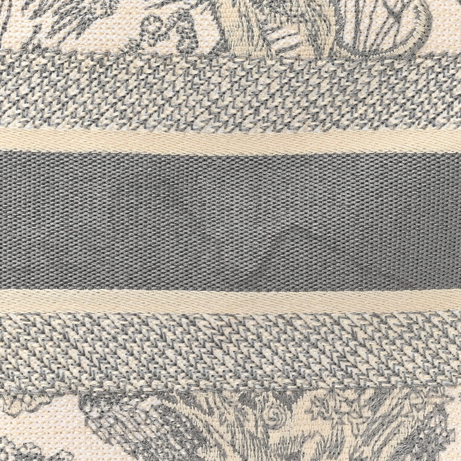 Christian Dior Canvas Embroidered Medium Dioriviera Toile De Jouy Book Tote Gray 9 of 9
