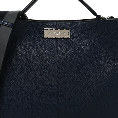 Fendi Cuoio Romano Glazed Fabric FF 1974 Peekaboo X-Lite Fit Navy 8 of 10