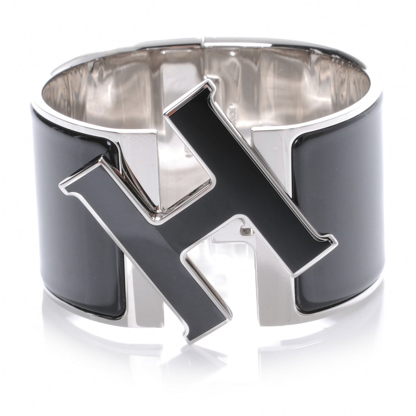 Enamel Extra Wide Clic Clac H Bracelet PM Black