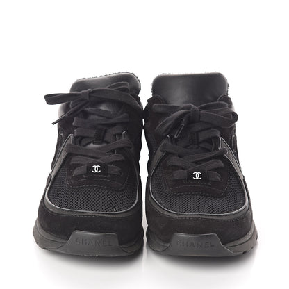 Chanel Suede Calfskin Fabric Sneakers 38 Black 2 of 6