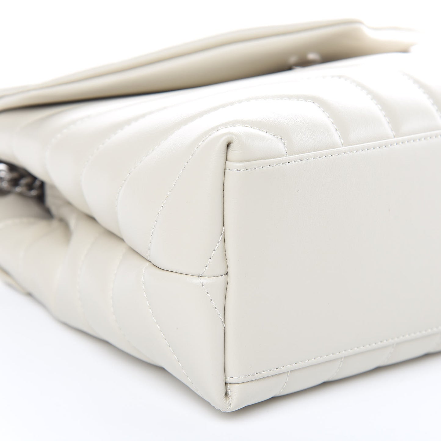 Calfskin Y Quilted Monogram Small Loulou Chain Satchel Ivory