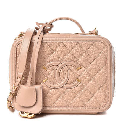 Chanel Caviar Quilted Medium CC Filigree Vanity Case Beige 1 of 12