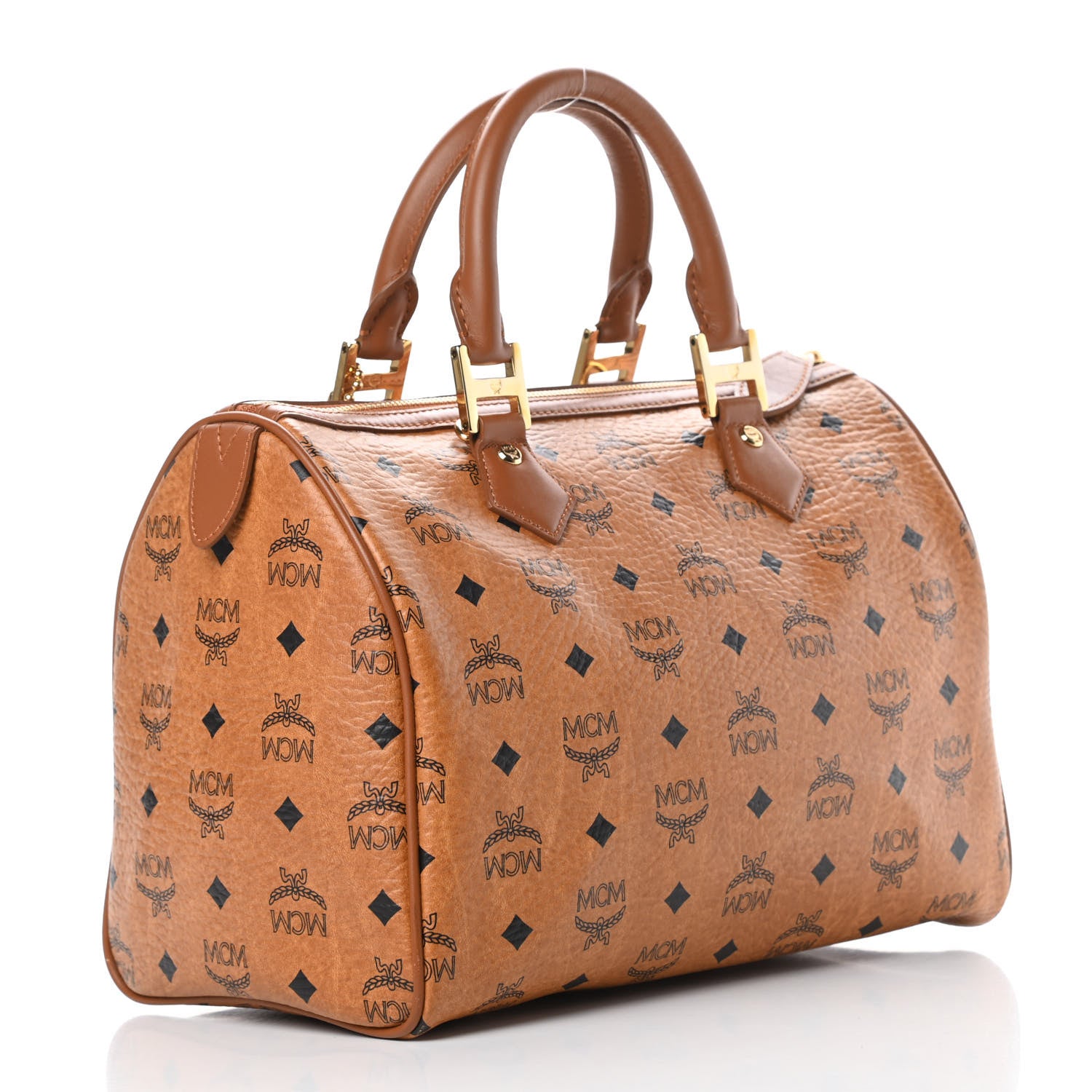 MCM Visetos Dog Bone Boston Bag Cognac 3 of 16