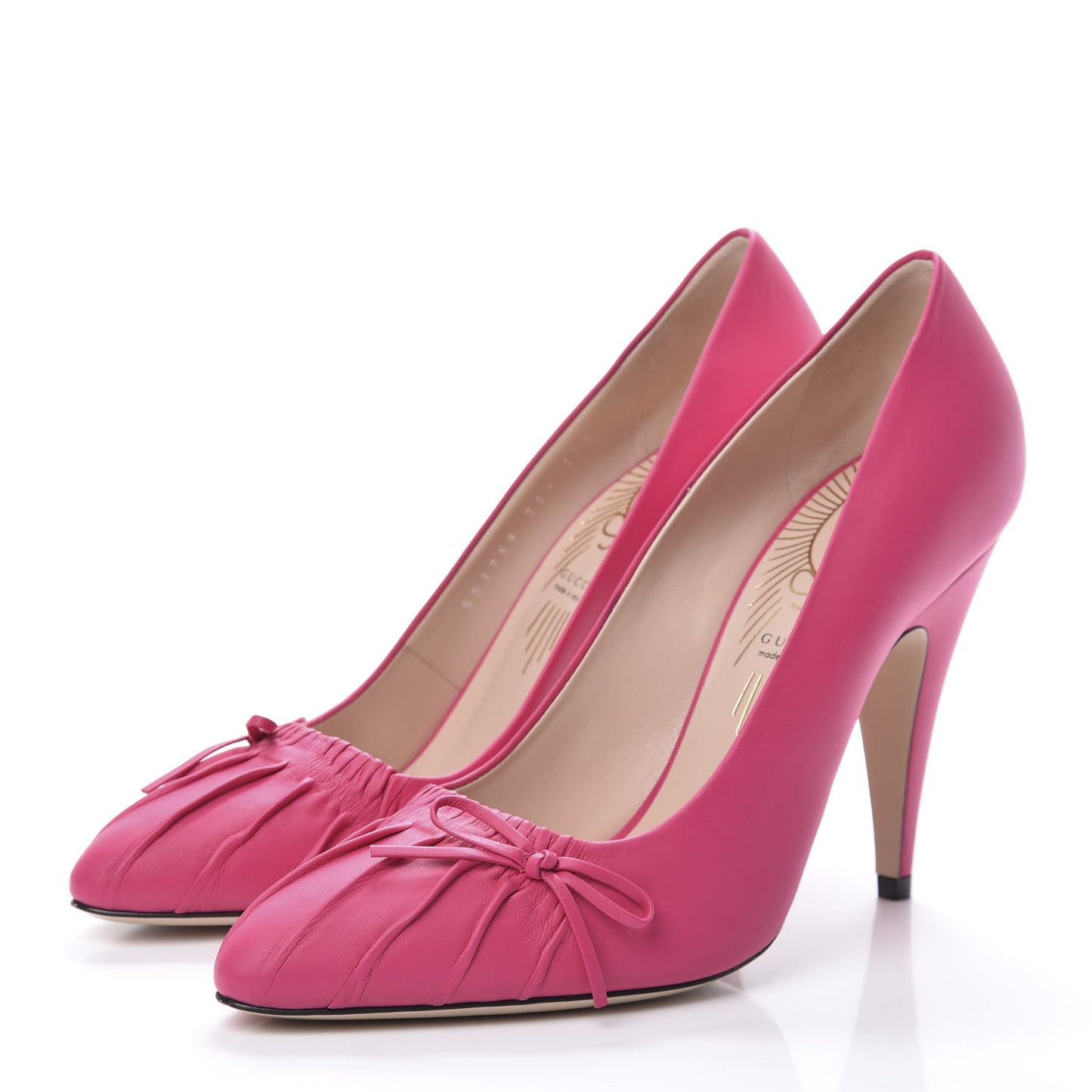 Nappa Bow High Heel Pumps 38.5 Bright Fuxia