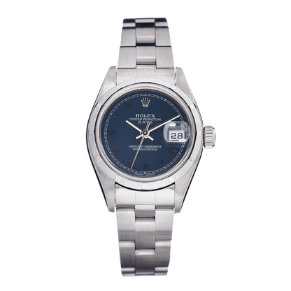 Rolex Stainless Steel 26mm Oyster Perpetual Date Watch Blue Roman 79190 1 of 7