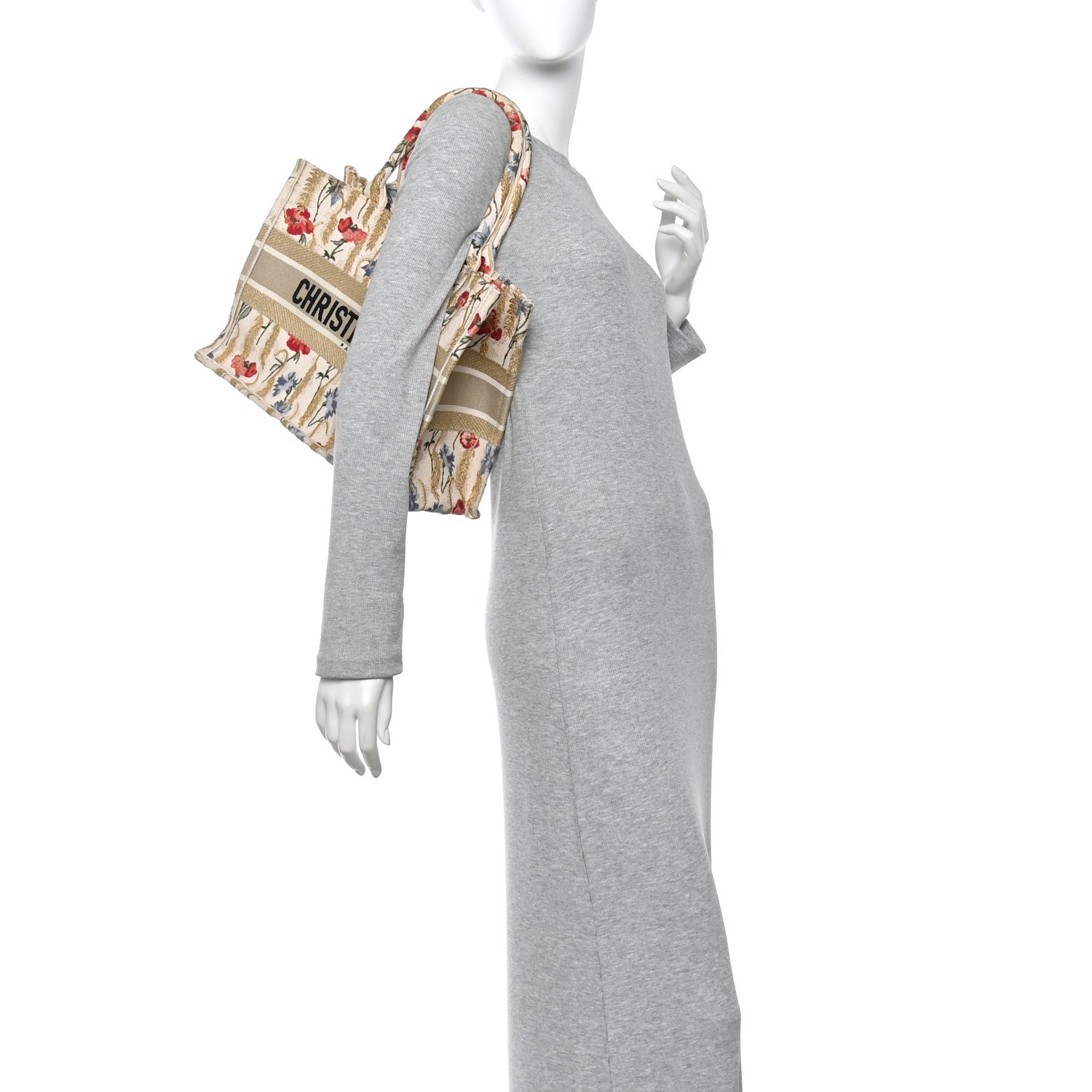 Christian Dior Canvas Embroidered Medium Hibiscus Book Tote Beige Multicolor 2 of 10
