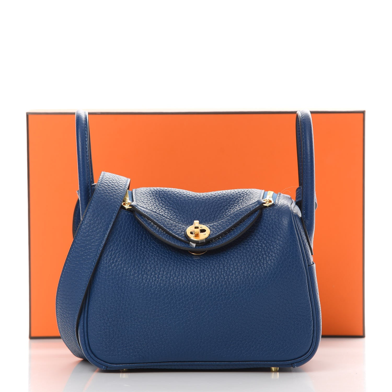Hermes Taurillon Clemence Mini Lindy 20 Deep Bleu 11 of 11