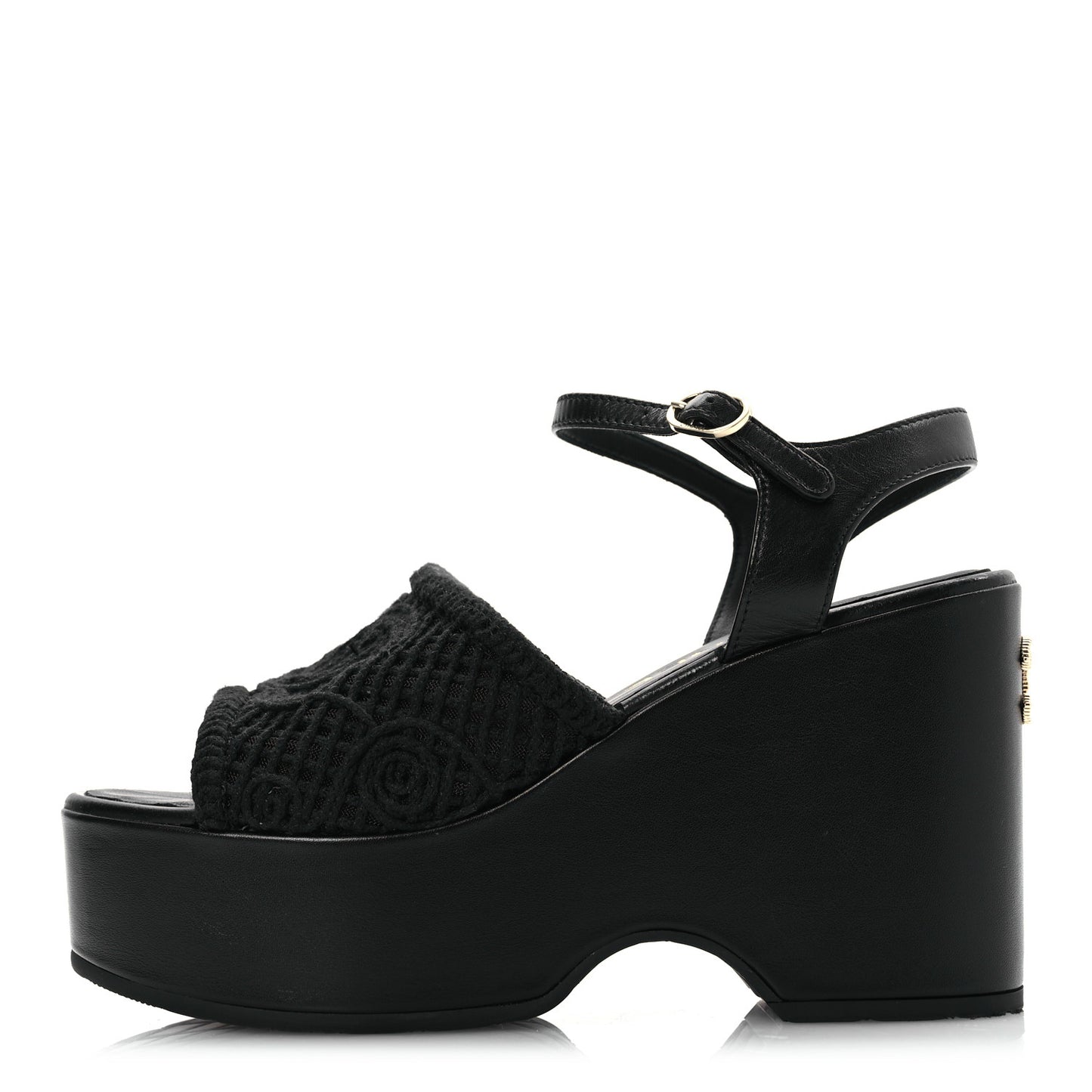 Lambskin CC Platform Sandals 37 Black