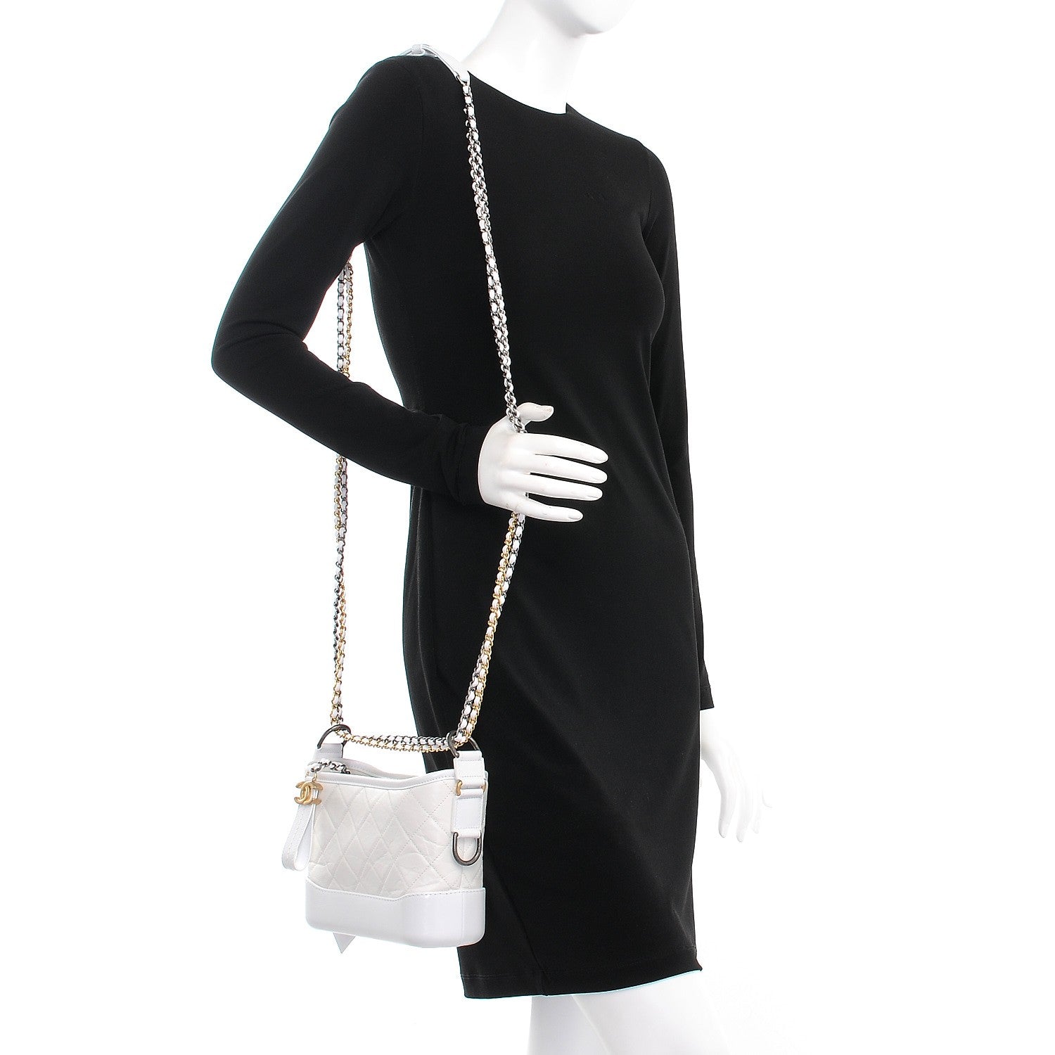 Chanel Aged Calfskin Quilted Small Gabrielle Hobo White 2 of 9