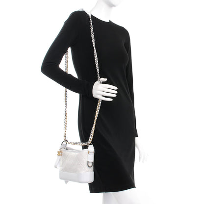 Chanel Aged Calfskin Quilted Small Gabrielle Hobo White 2 of 9