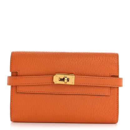 Hermes Chevre Mysore Medium Kelly Wallet Orange 1 of 12