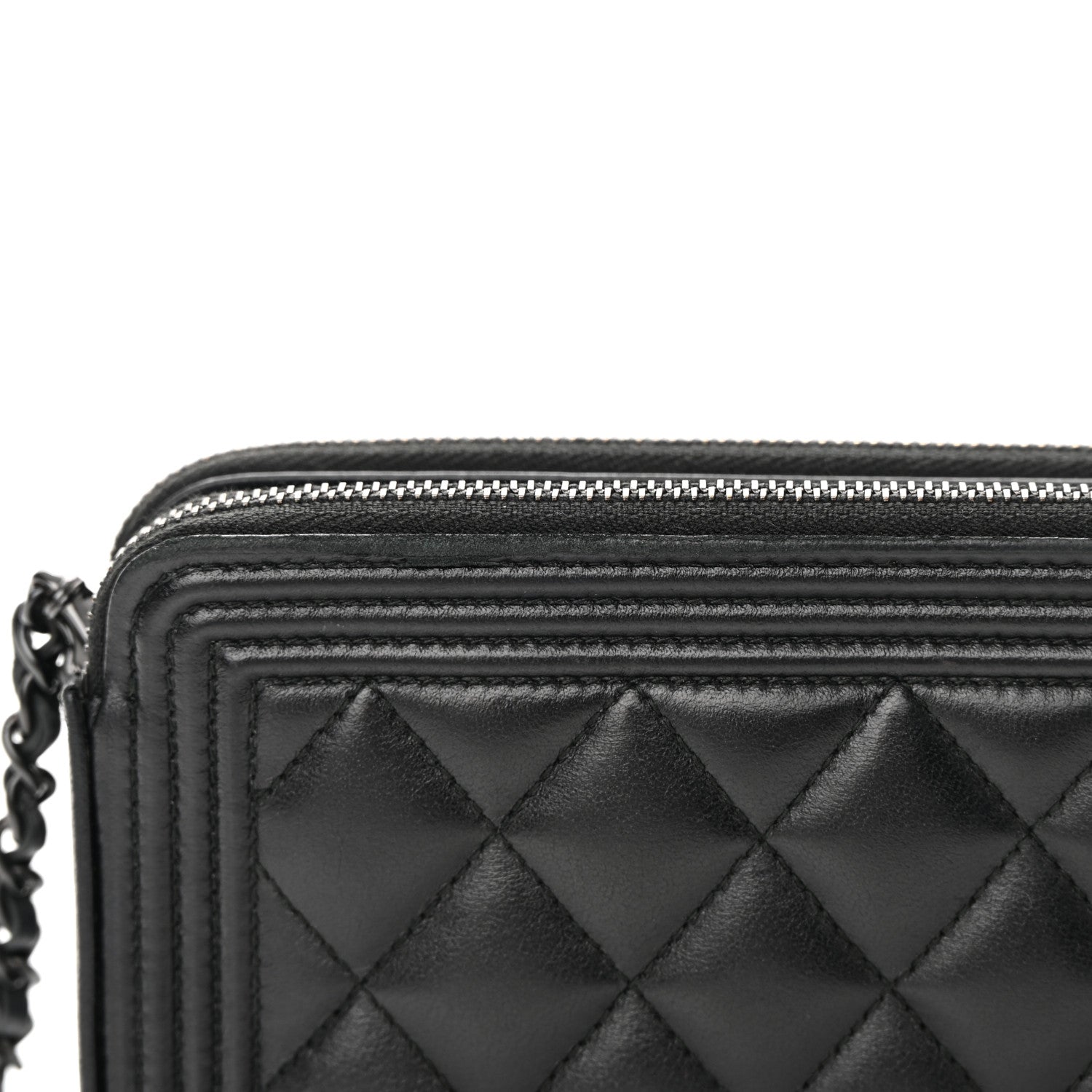 Chanel Lambskin Quilted Small Boy Clutch With Chain So Black 17 of 18