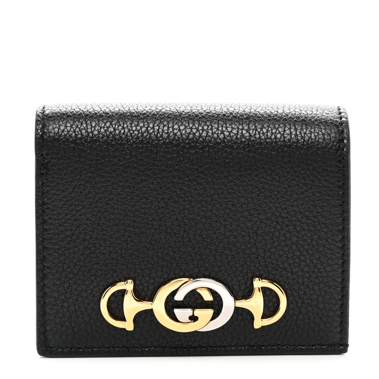 Gucci Grainy Calfskin Zumi Chain Card Case Wallet Black 1 of 7