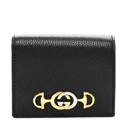 Gucci Grainy Calfskin Zumi Chain Card Case Wallet Black 1 of 7