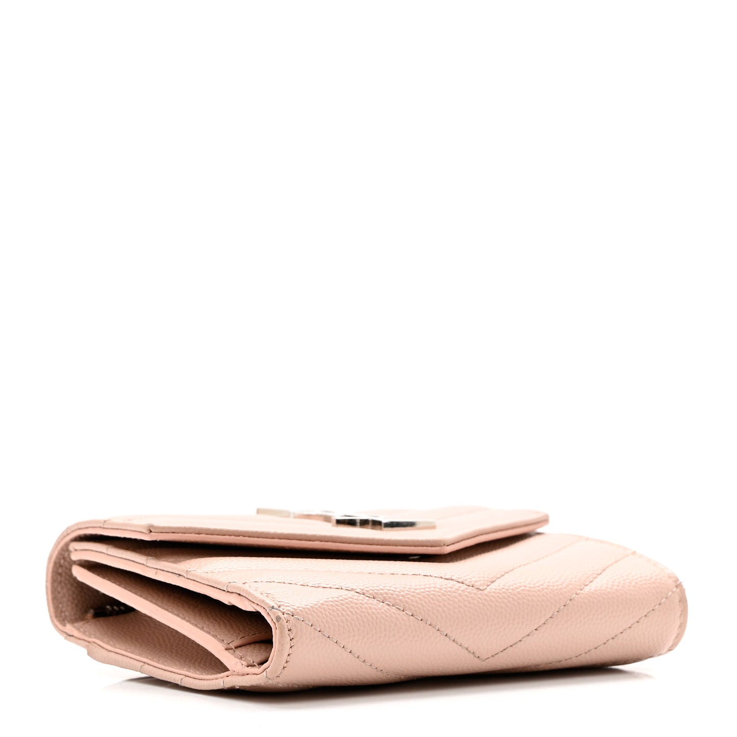 Grain De Poudre Matelasse Chevron Monogram Compact Tri Fold Wallet Pale Pink