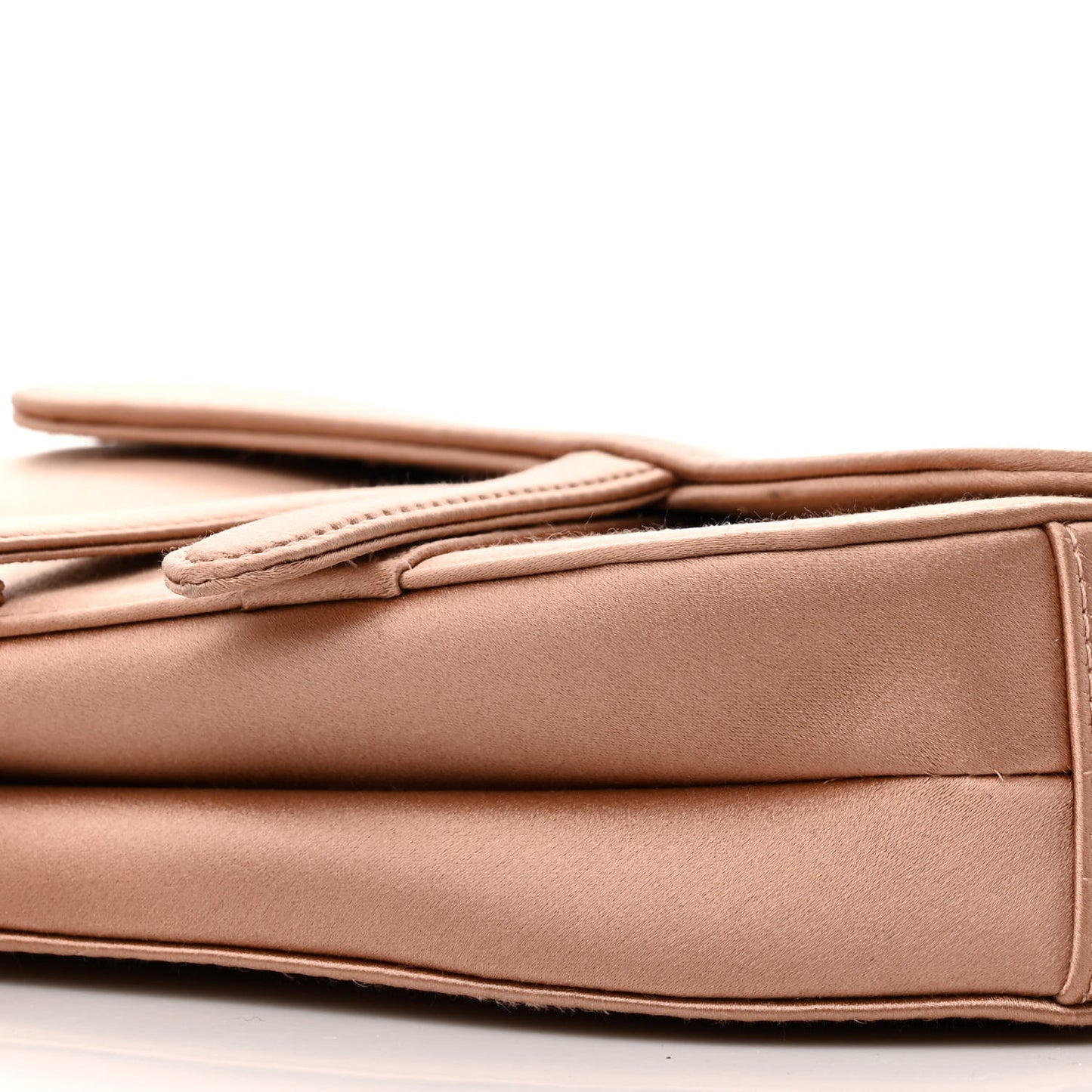 Satin Crystal Mini Saddle Bag Powder Beige