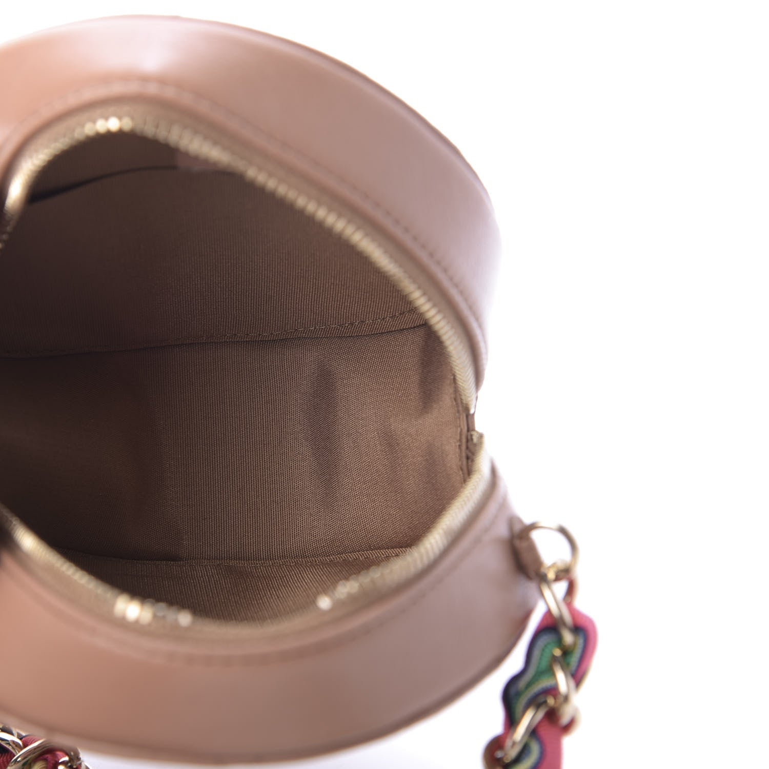 Chanel Shiny Lambskin Ribbon Quilted Round Clutch With Chain Brown 5 of 10