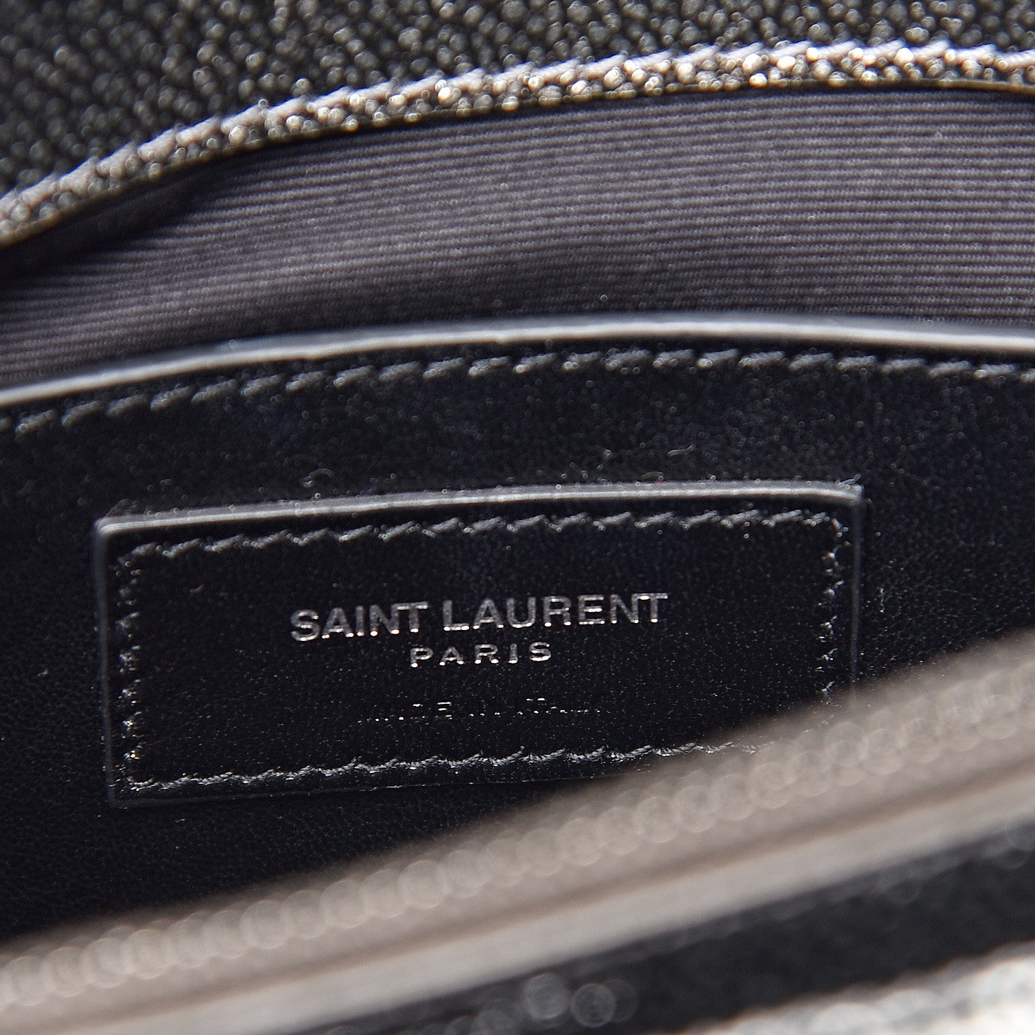 Saint Laurent Metallic Grain De Poudre Matelasse Chevron Monogram Medium College Bag Gunmetal 6 of 11