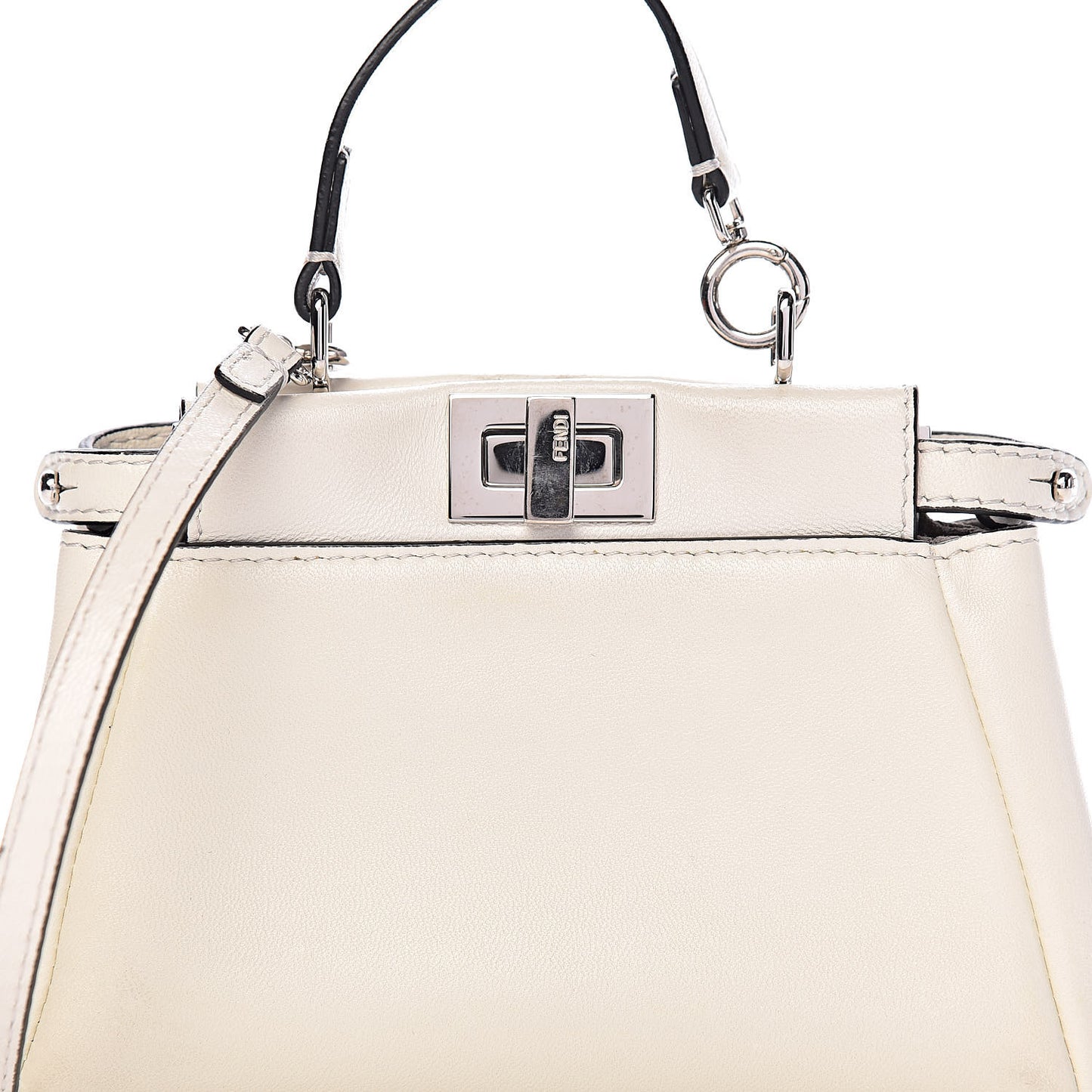 Shiny Nappa Micro Peekaboo Iconic Satchel White