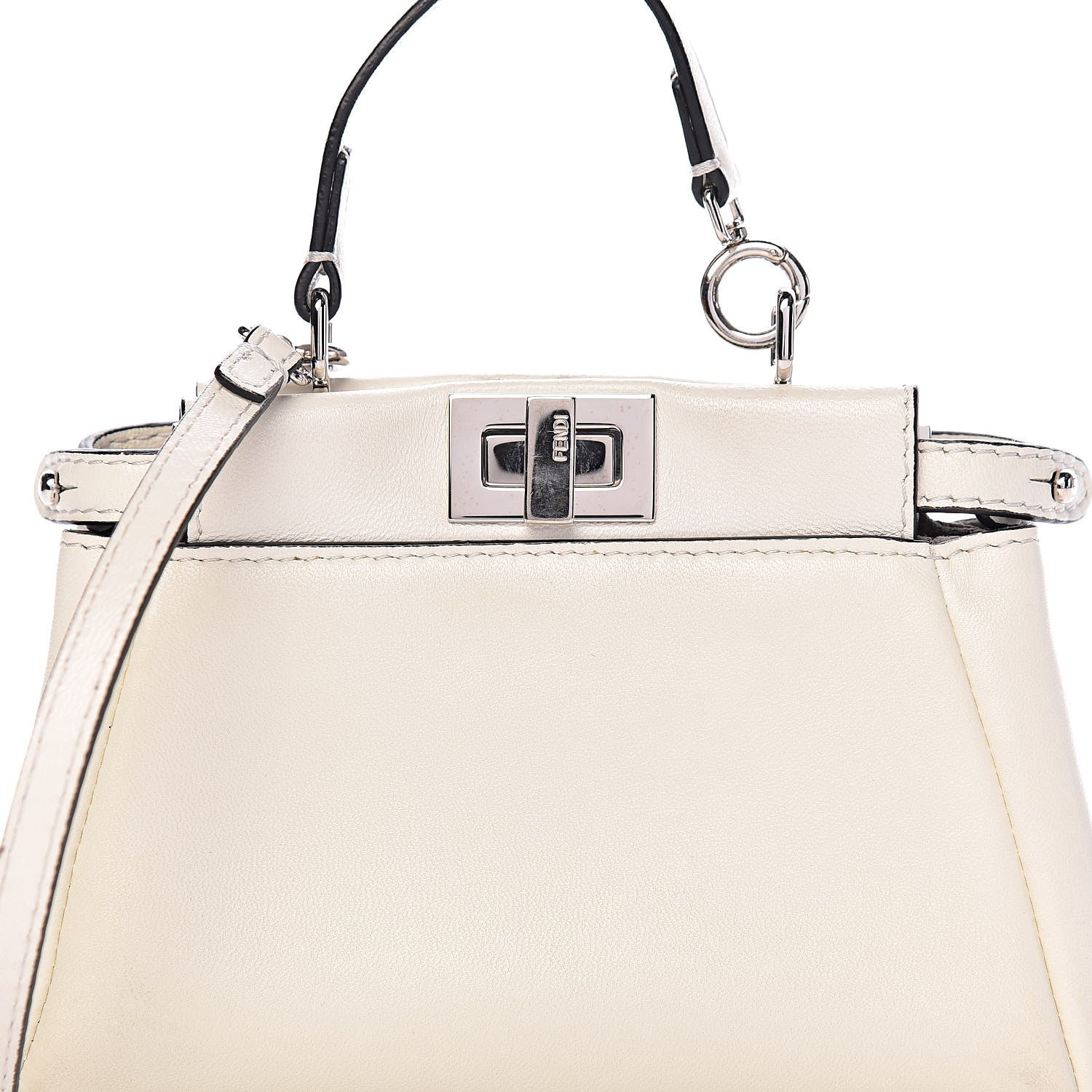 Fendi Shiny Nappa Micro Peekaboo Iconic Satchel White 11 of 11